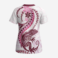 Pink Maori Tuatara Scrub Top Luxury Pastel Pattern - Polynesian Pride