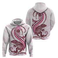 Pink Maori Tuatara Zip Hoodie Luxury Pastel Pattern