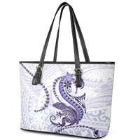 Purple Maori Tuatara Leather Tote Bag Luxury Pastel Pattern