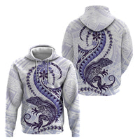 Purple Maori Tuatara Zip Hoodie Luxury Pastel Pattern