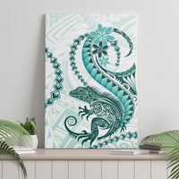 Teal Maori Tuatara Canvas Wall Art Luxury Pastel Pattern