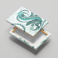 Teal Maori Tuatara Canvas Wall Art Luxury Pastel Pattern