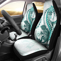 Teal Maori Tuatara Car Seat Cover Luxury Pastel Pattern