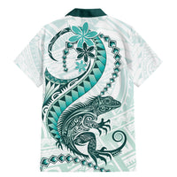 Teal Maori Tuatara Family Matching Mermaid Dress and Hawaiian Shirt Luxury Pastel Pattern