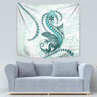 Teal Maori Tuatara Tapestry Luxury Pastel Pattern LT01 - Polynesian Pride