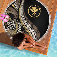 Hawaii Pineapple Brown Tribal Pattern Beach Blanket - Polynesian Pride