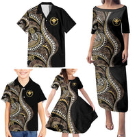 Hawaii Pineapple Brown Tribal Pattern Family Matching Puletasi and Hawaiian Shirt - Polynesian Pride