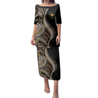 Hawaii Pineapple Brown Tribal Pattern Family Matching Puletasi and Hawaiian Shirt - Polynesian Pride