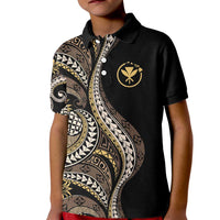 Hawaii Pineapple Brown Tribal Pattern Kid Polo Shirt - Polynesian Pride