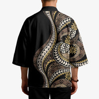 Hawaii Pineapple Brown Tribal Pattern Kimono - Polynesian Pride