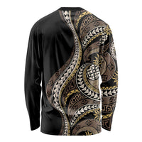 Hawaii Pineapple Brown Tribal Pattern Long Sleeve Shirt - Polynesian Pride