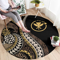 Hawaii Pineapple Brown Tribal Pattern Round Carpet - Polynesian Pride