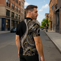 Hawaii Pineapple Brown Tribal Pattern Zipper Polo Shirt - Polynesian Pride