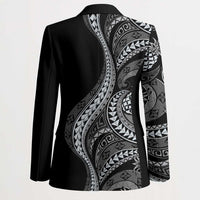 Hawaii Pineapple Gray Scale Tribal Pattern Blazer - Polynesian Pride