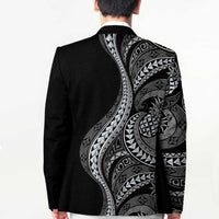 Hawaii Pineapple Gray Scale Tribal Pattern Blazer - Polynesian Pride