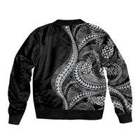 Hawaii Pineapple Gray Scale Tribal Pattern Bomber Jacket - Polynesian Pride