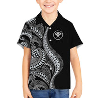 Hawaii Pineapple Gray Scale Tribal Pattern Family Matching Puletasi and Hawaiian Shirt - Polynesian Pride