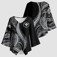 Hawaii Pineapple Gray Scale Tribal Pattern Kimono Sleeve Blouse - Polynesian Pride