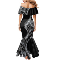 Hawaii Pineapple Gray Scale Tribal Pattern Mermaid Dress - Polynesian Pride