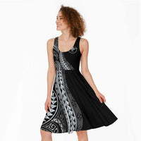 Hawaii Pineapple Gray Scale Tribal Pattern Midi Dress - Polynesian Pride