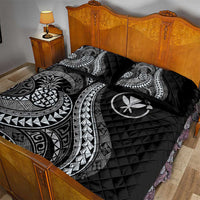 Hawaii Pineapple Gray Scale Tribal Pattern Quilt Bed Set - Polynesian Pride