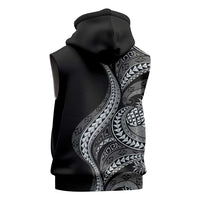 Hawaii Pineapple Gray Scale Tribal Pattern Sleeveless Zip Hoodie - Polynesian Pride