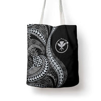 Hawaii Pineapple Gray Scale Tribal Pattern Tote Bag - Polynesian Pride