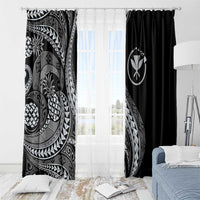 Hawaii Pineapple Gray Scale Tribal Pattern Window Curtain - Polynesian Pride
