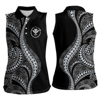 Hawaii Pineapple Gray Scale Tribal Pattern Women Sleeveless Polo Shirt - Polynesian Pride