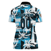 Custom Fijian Rugby Women Polo Shirt Grunge Palm Stylized LT01 - Polynesian Pride