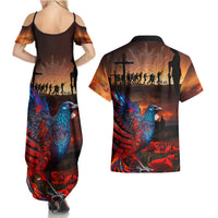 New Zealand Tui Bird Soldier ANZAC Couples Matching Summer Maxi Dress and Hawaiian Shirt Lest We Forget LT03 - Polynesian Pride