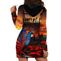 New Zealand Tui Bird Soldier ANZAC Hoodie Dress Lest We Forget LT03