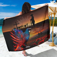 New Zealand Tui Bird Soldier ANZAC Sarong Lest We Forget LT03 One Size 44 x 66 inches Black - Polynesian Pride