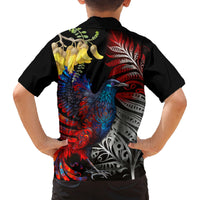 New Zealand Kohwhai Tui Bird Family Matching Tank Maxi Dress and Hawaiian Shirt Silver Fern Version LT03 - Polynesian Pride
