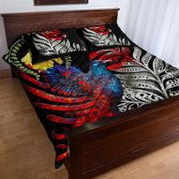 New Zealand Kohwhai Tui Bird Quilt Bed Set Silver Fern Version LT03 - Polynesian Pride