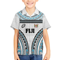 Custom Flying Fijians Rugby Family Matching Tank Maxi Dress and Hawaiian Shirt Tapa Tribal Cloth LT03 Son's Shirt White - Polynesian Pride