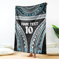 Custom Flying Fijians Rugby Blanket Tapa Tribal Cloth Black Color