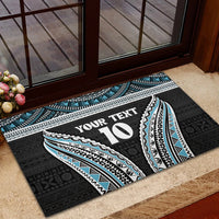 Custom Flying Fijians Rugby Rubber Doormat Tapa Tribal Cloth Black Color LT03 - Polynesian Pride