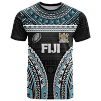 Custom Flying Fijians Rugby T Shirt Tapa Tribal Cloth Black Color LT03 Black - Polynesian Pride