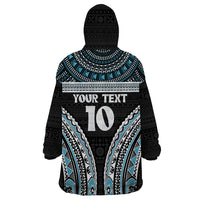 Custom Flying Fijians Rugby Wearable Blanket Hoodie Tapa Tribal Cloth Black Color LT03 - Polynesian Pride
