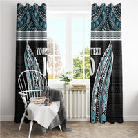 Custom Flying Fijians Rugby Window Curtain Tapa Tribal Cloth Black Color