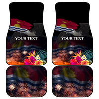 Personalised Kiribati Independence Day Car Mats Frigatebird and Plumeria Hibiscus Flower