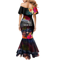 Personalised Kiribati Independence Day Mermaid Dress Frigatebird and Plumeria Hibiscus Flower LT03 - Polynesian Pride