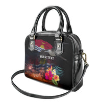 Personalised Kiribati Independence Day Shoulder Handbag Frigatebird and Plumeria Hibiscus Flower