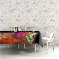 Personalised Kiribati Independence Day Tablecloth Frigatebird and Plumeria Hibiscus Flower