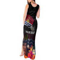 Personalised Kiribati Independence Day Tank Maxi Dress Frigatebird and Plumeria Hibiscus Flower LT03 - Polynesian Pride