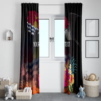 Personalised Kiribati Independence Day Window Curtain Frigatebird and Plumeria Hibiscus Flower