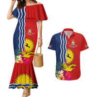 Personalised Kiribati Independence Day Couples Matching Mermaid Dress and Hawaiian Shirt Kiribati Map With Flag Color LT03 Red - Polynesian Pride