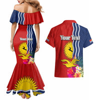 Personalised Kiribati Independence Day Couples Matching Mermaid Dress and Hawaiian Shirt Kiribati Map With Flag Color LT03 - Polynesian Pride