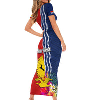 Kiribati Independence Day Family Matching Short Sleeve Bodycon Dress and Hawaiian Shirt Kiribati Map With Flag Color